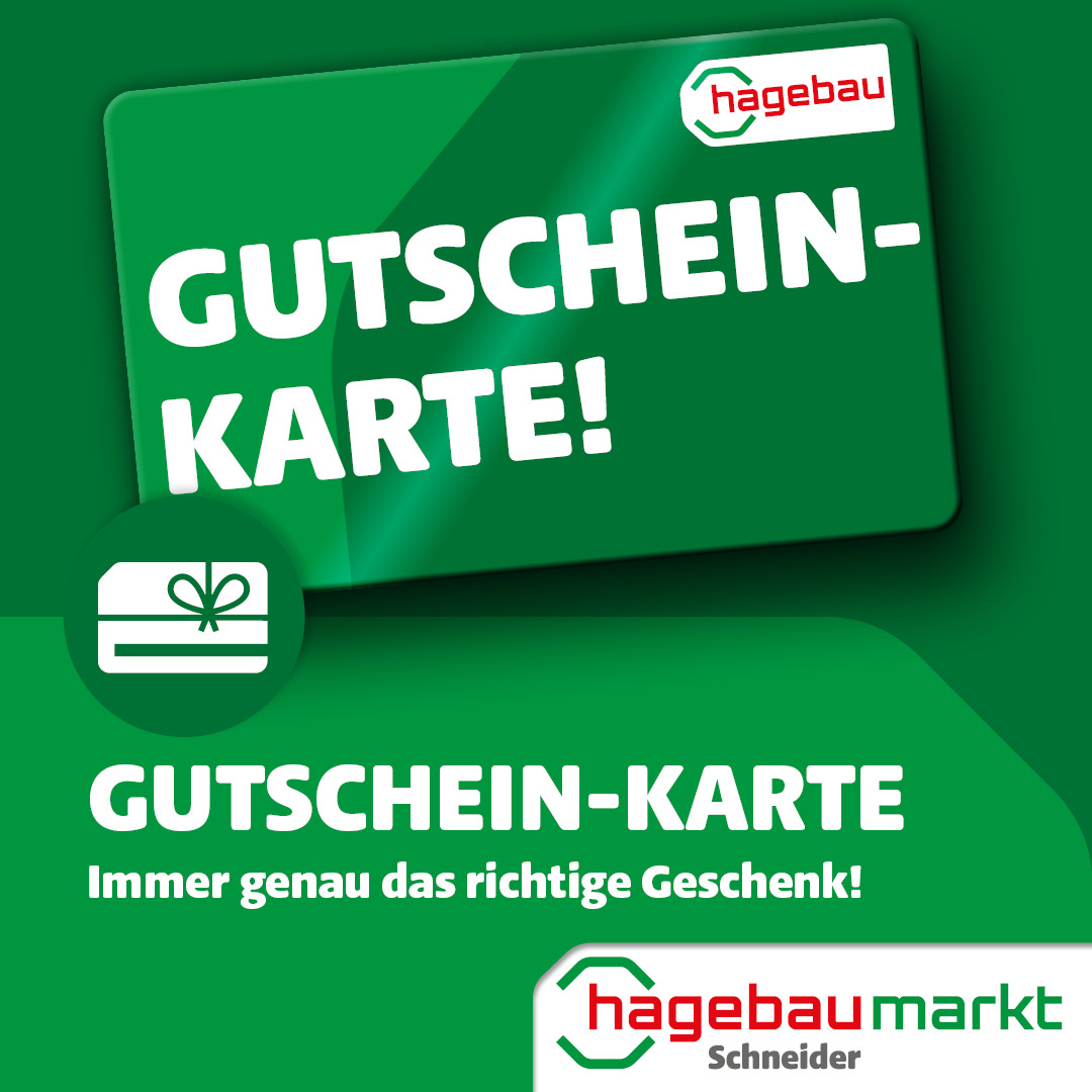 Eine hagebaumarkt Geschenkgutschein ist für jeden eine Freude!  Nicht einfach „nur ein Gutschein“ sondern immer genau das richtige Geschenk – egal ob für Heimwerker, BastelProfis, „Zuhause-Verschönerer“ oder Gartengestalter – unsere Gutschein-Karte ist immer ein Hammergeschenk!
