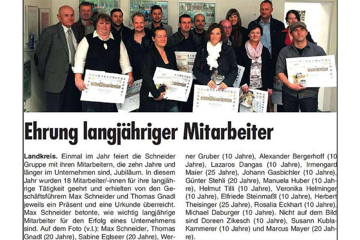 2014 Ehrung langjähriger Mitarbeiter